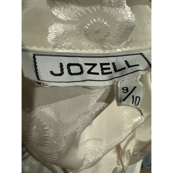 Vintage JOZELL Puff Sleeve 80's cream floral print blouse with necktie size 9/10 - Picture 12 of 16